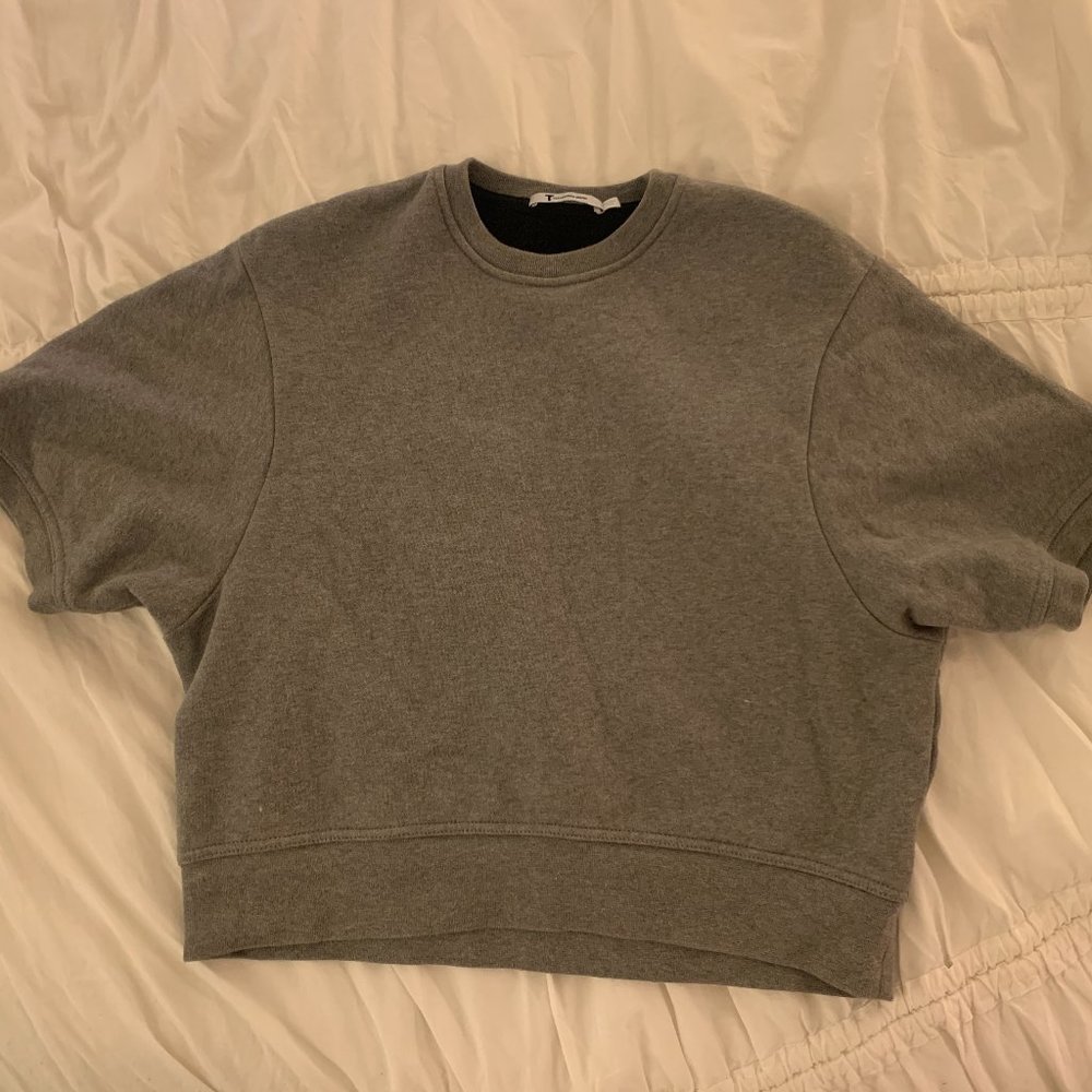 T by Alexander Wang Grey Crop Pullover